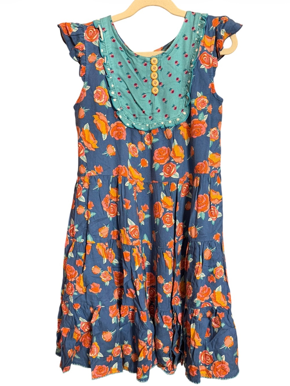 Matilda Jane Student Leader Ruffle Tiered Dress with Rose Print NWT Size 8 - Picture 3 of 10